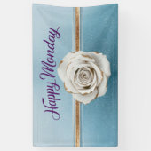 Luxe Gold Blue Glitzer Happy Montag Banner (Vertikal)