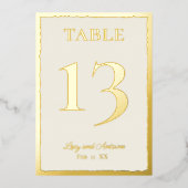 Luxe Gold Bold Edge Ecru Wedding Tischnummer (Vorderseite)