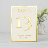 Luxe Gold Bold Edge Ecru Wedding Tischnummer (Stehend vorne)