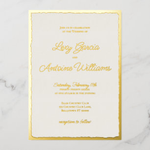 Luxe Gold Bold Off White Wedding Einladung