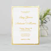 Luxe Gold Bold White Wedding Einladung (Stehend vorne)