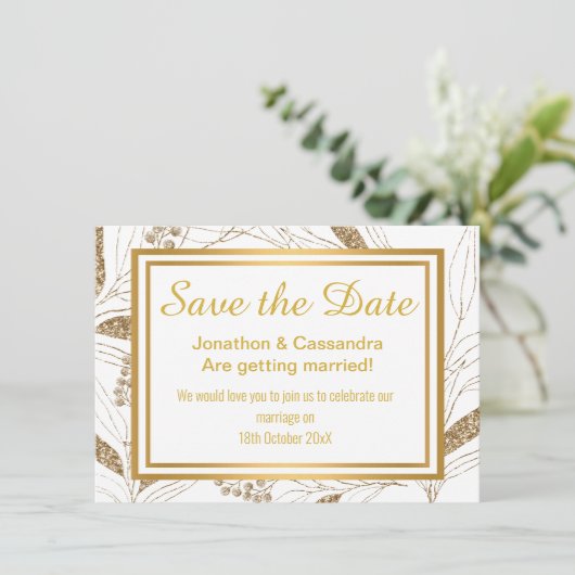 LUXE GOLD BOTANISCH SAVE THE DATE (Stehend Vorderseite)