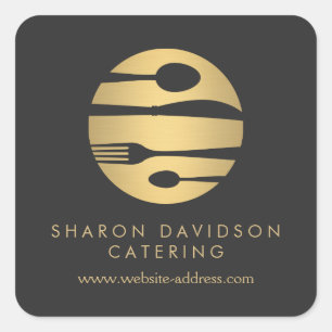 Luxe Gold Catering Logo Restaurant, Koch, Essen Quadratischer Aufkleber