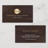 LUXE GOLD COFEE TASSE LOGO on DARK BROWN WOODGRAIN Visitenkarte (Vorne/Hinten)
