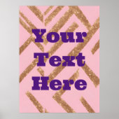 Luxe Gold Custom Text Zigzag Pink AI Art Poster (Vorne)