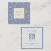 Luxe Gold Dusty Blue Blume Pattern Business Card Quadratische Visitenkarte (Vorne/Hinten)