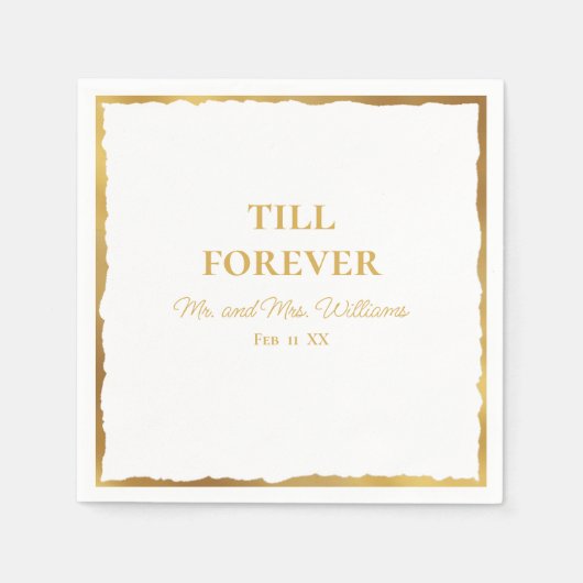 Luxe Gold Edge bis ewig Mr. und Mrs. Wedding Serviette (Vorderseite)