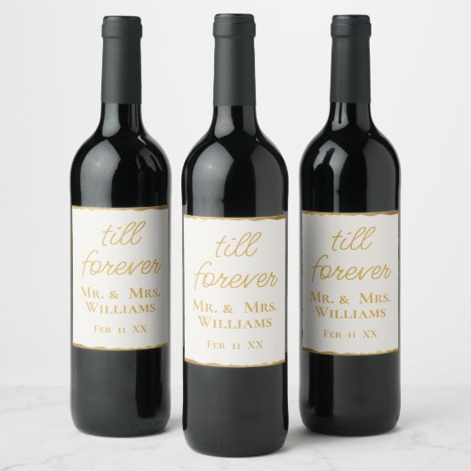 Luxe Gold Edge bis ewig Mr. und Mrs. Wedding Weinetikett (Flaschen)