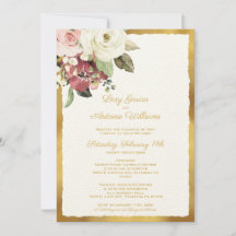 Luxe Gold Edge Mauve Pink White Watercolor Florals