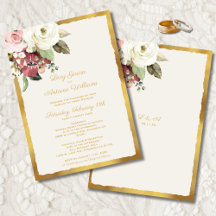 Luxe Gold Edge Mauve Rosa Blütenblume Offweiße Hoc