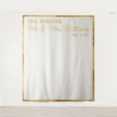 Luxe Gold Edge Off White Mr. Wedding Backdrop Wandteppich (Vorderseite)