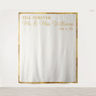 Luxe Gold Edge Off White Mr. Wedding Backdrop Wandteppich