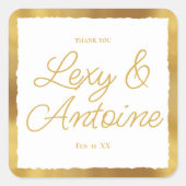 Luxe Gold Edge Wedding Vielen Dank Quadratischer Aufkleber (Vorderseite)