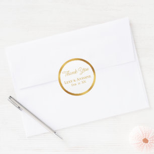 Luxe Gold Edge White Vielen Dank Namen Hochzeitsta Runder Aufkleber
