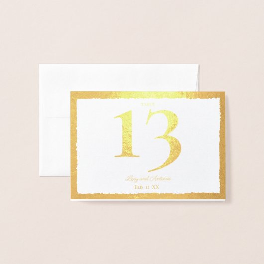 Luxe Gold Fett Edge Faltfalte Tischnummer (Vorderseite mit Umschlag)