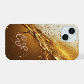 💛 Luxe Gold Flow Case Glänzende Flüssigkeitströpf iPhone 15 Hülle (Rückseite (Horizontal))