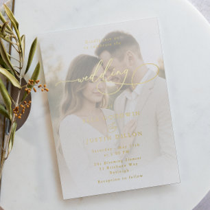 Luxe Gold Foil Script & Portrait Wedding Folieneinladung