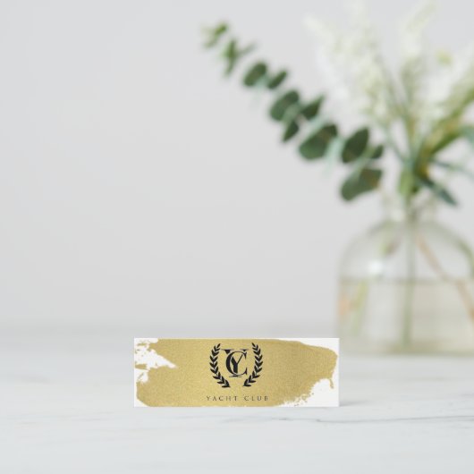 Luxe Gold Foil Texture Brush Stroke Logo Mini Visitenkarte (Stehend Vorderseite)