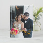Luxe Gold Foil Wedding Dankeschön Card mit Foto Dankeskarte (Stehend Vorderseite)
