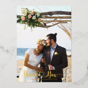 Luxe Gold Foil Wedding Dankeschön Card mit Foto Folien Feiertagskarte