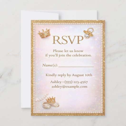 Luxe Gold Glitter Gender Reveal RSVP Card (Vorderseite)