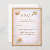 Luxe Gold Glitter Gender Reveal RSVP Card (Vorne/Hinten)