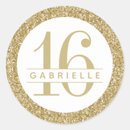 Luxe Gold Glitzer Birthday Favor Sticker Label