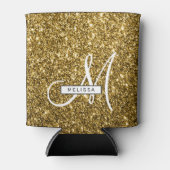 Luxe Gold Glitzer Custom Mit Monogramm und benannt Dosenkühler (Vorderseite)