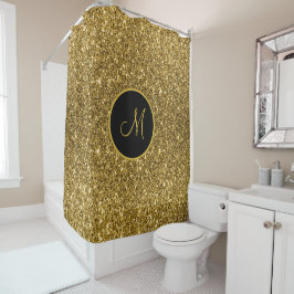 Luxe Gold Glitzer Sparkasse Custom Mit Monogramm Duschvorhang