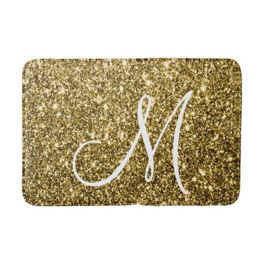 Luxe Gold Glitzer Stilvoll Mit Monogramm Personali Badematte (Vorderseite)