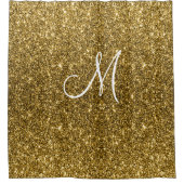 Luxe Gold Glitzer Stilvoll Mit Monogramm Personali Duschvorhang (Vorderseite)