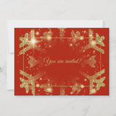 Luxe Gold Glitzer Xmas Holiday Red Ribbon Einladung (Rückseite)