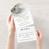 Luxe Gold Gray White Marble Business Grand Opening All-in-One-Einladung (Abreißstreifen)