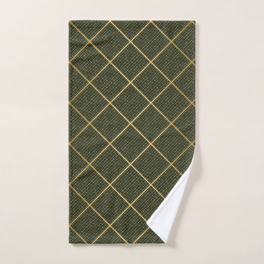 LUXE GOLD GREEN WAVE GRID BATH TOWEL SET (Handtuch)