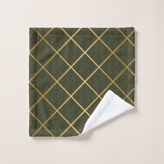 LUXE GOLD GREEN WAVE GRID BATH TOWEL SET (Waschlappen)