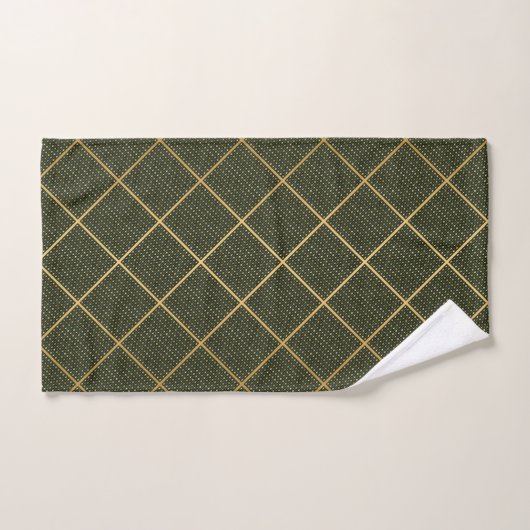 LUXE GOLD GREEN WAVE GRID BATH TOWEL SET (Handtuch)