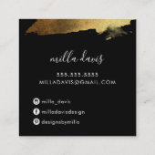 LUXE GOLD hübsch, modern vergoldet, trendig schwar Quadratische Visitenkarte (Rückseite)