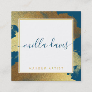 LUXE GOLD hübsch moderne Glam vergoldet dunkelblau Quadratische Visitenkarte