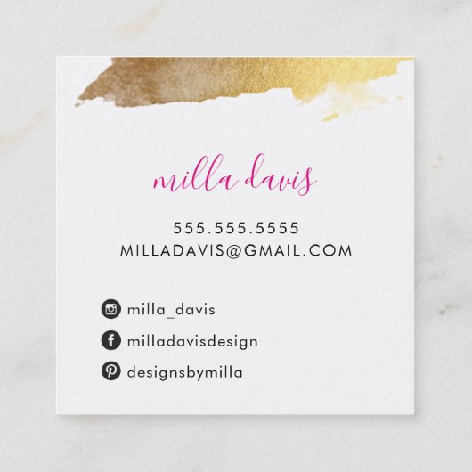 LUXE GOLD hübscher moderner Glamour vergoldet hell Quadratische Visitenkarte (Rückseite)