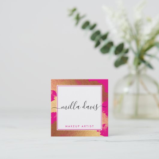 LUXE GOLD hübscher moderner Glamour vergoldet hell Quadratische Visitenkarte (Stehend Vorderseite)