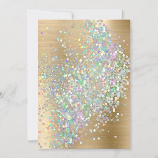 LUXE GOLD METALLIC HOLOGRAPHIC PASTEL WEDING EINLADUNG (Rückseite)