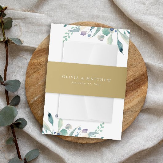 Luxe Gold Minimalistisch Wedding Monogram Einladungsbanderole