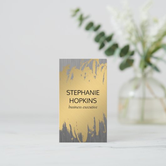 Luxe Gold mit Imitaten Metallic Visitenkarte (Stehend Vorderseite)