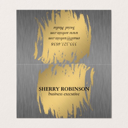 Luxe Gold mit Imitaten Metallic Visitenkarten (Außenseite Aufgefaltet)