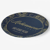 LUXE GOLD NAVY ELEGANT ROSE FLORALRETIRING PAPPTELLER (Schrägansicht)
