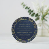 LUXE GOLD NAVY KRAFT ELEGANTE ROSE BLUMENWEDD EINLADUNG (Stehend Vorderseite)