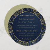 LUXE GOLD NAVY KRAFT ELEGANTE ROSE BLUMENWEDD EINLADUNG (Vorne/Hinten)