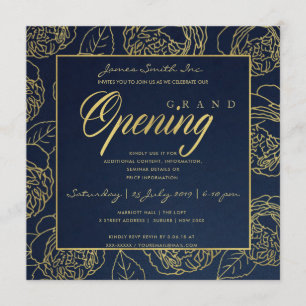LUXE GOLD NAVY ROSE FLORALE ERÖFFNUNGSZEREMONIE EINLADUNG