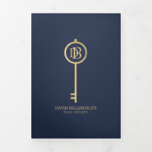 Luxe Gold/Navy Skeleton Key Real Anwesen Broschüre (Cover)