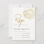 LUXE GOLD NAVY WHITE ELEGANT ROSE FLORAL UAWG RSVP KARTE (Vorderseite)